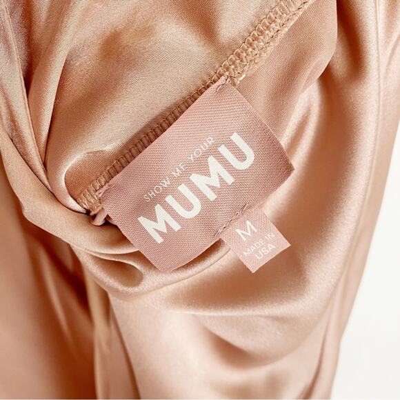 SHOW ME YOUR MUMU Verona Cowl Midi Slip Dress in Rose Gold Luxe Satin - Picture 6 of 8